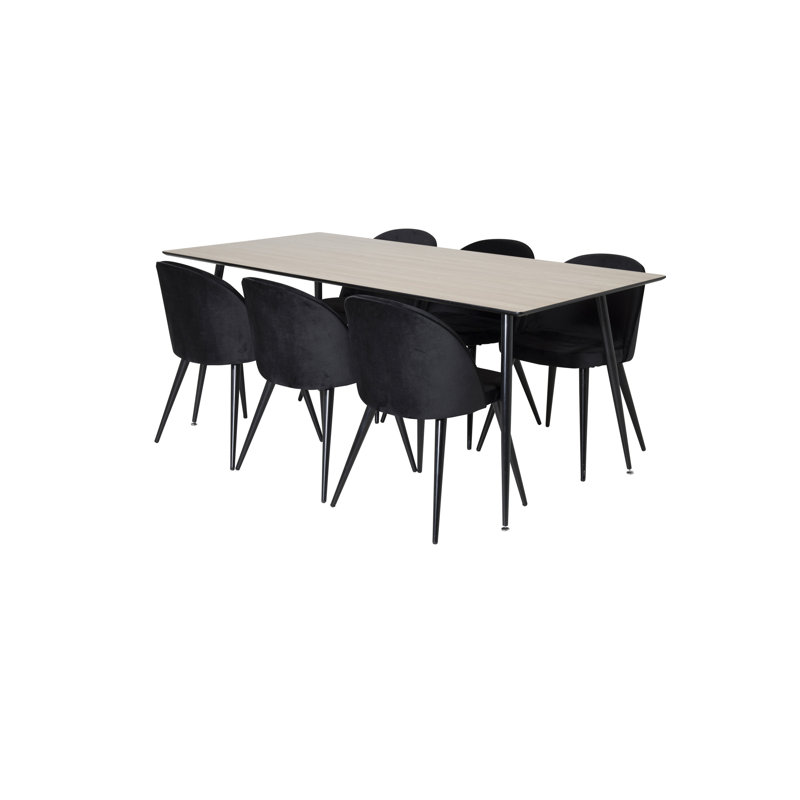 Cano 6 - Person Dining Set, Beige, Black, Black