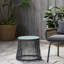 Style Table - Structure en corde texturée et fer robuste, surface en verre trempé, meubles de patio, facile à ranger, profondeur 19,17 po x largeur 15,84 po, côté chic avec cadre et plateau, accent, nettoyage, 15,84 po