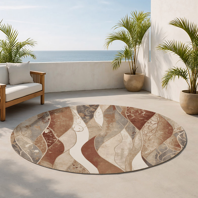 Tapis intérieur et extérieur Windswept Veil, Rond 5 pi