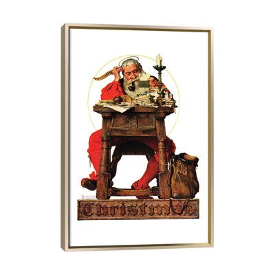 Père Noël à son bureau - reproduction d'art murale - toile encadrée