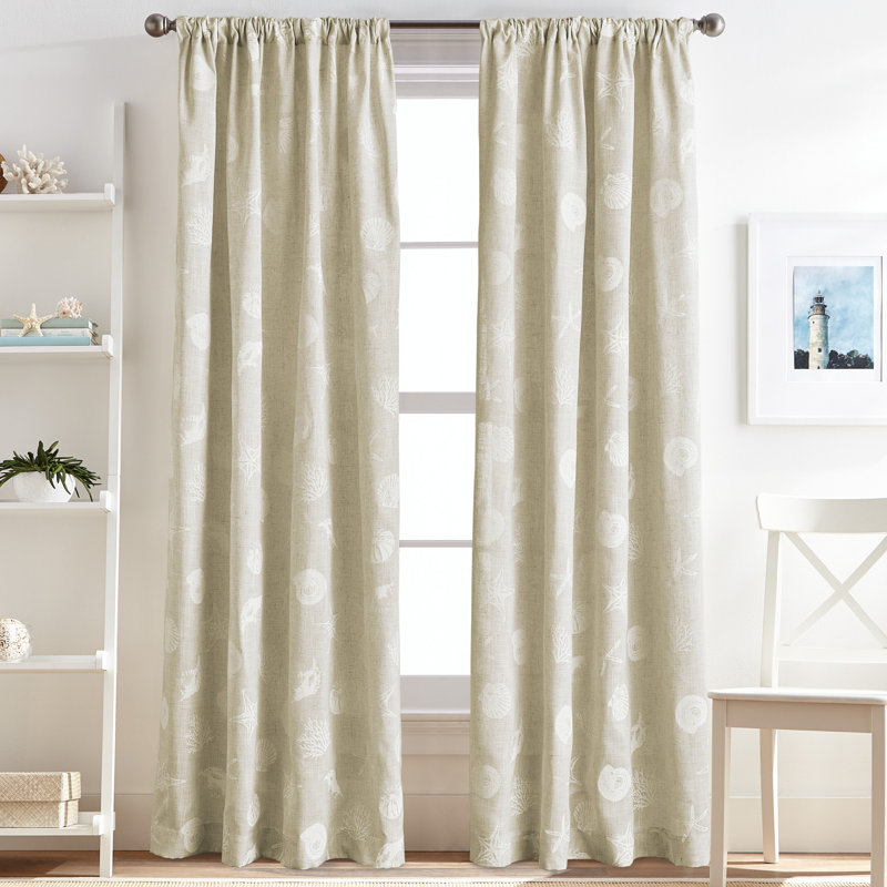 Panneau de rideau simple semi-diaphane avec passe-tringle Goufes, 50 po x 63 po, Lin