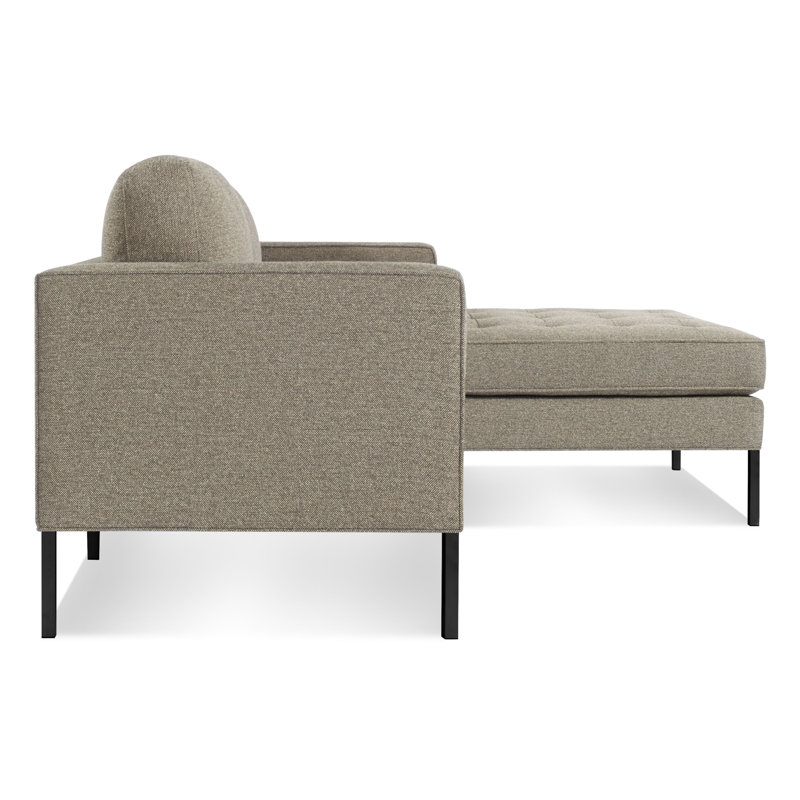 Paramount Chaise Sectional, Black, Sanford Oatmeal Basketweave, Right Hand Facing