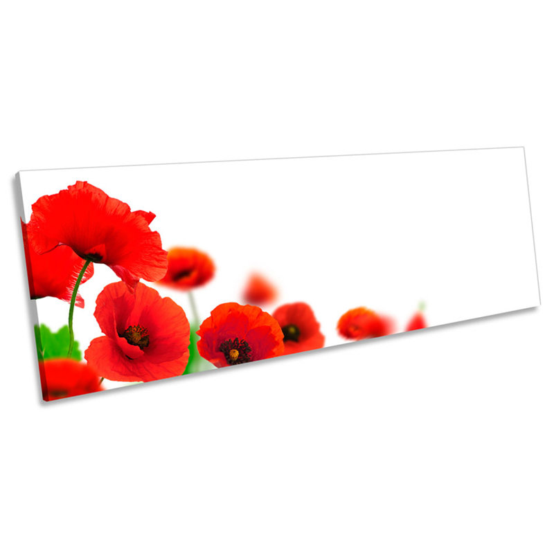 Poppy Flowers Red Floral - Wrapped Canvas Panoramic Print, 60.96cm H x 182.88cm W x 4cm D