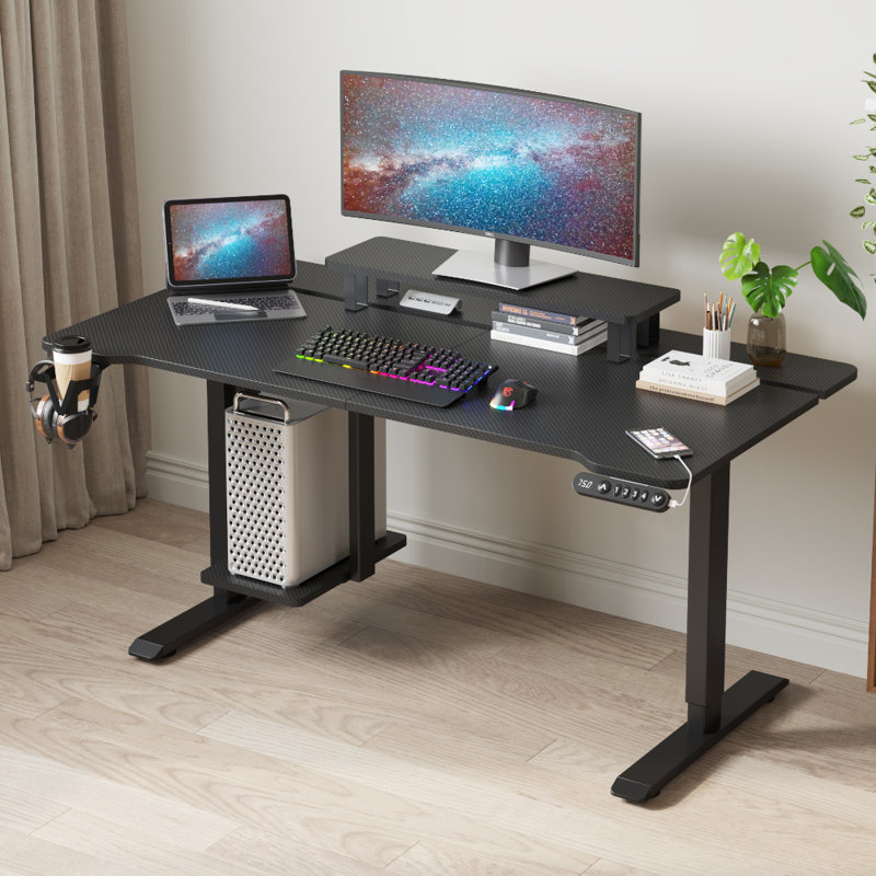 Bureau debout réglable avec stratifié, Noir, H 49 po x l 63 po x P 31,5 po