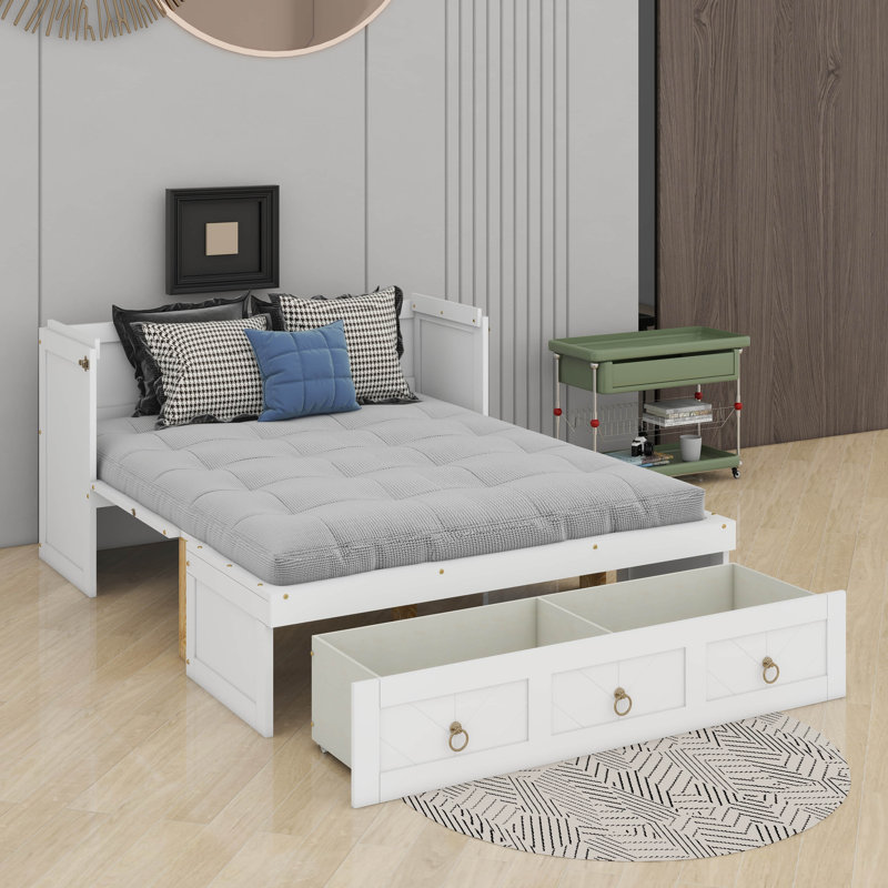Lit escamotable double avec port USB et grand tiroir