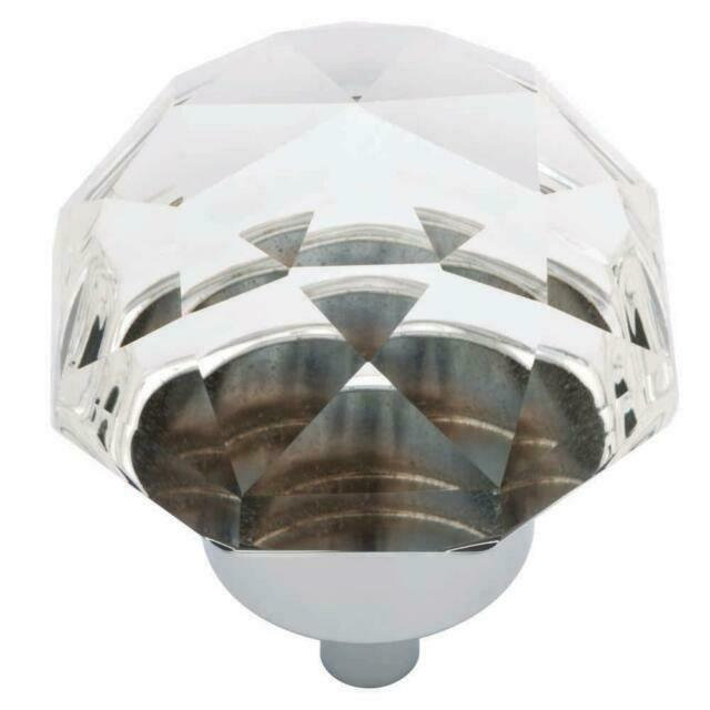 (Paquet de 5) Bouton chromé et transparent à facettes de 1 3/8 po