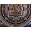 Art de mandala tibétain Kalachakra Time Wheel - grand carré Thangka peint à la main avec des détails en or 24 carats, décor de méditation bouddhiste authentique à géométrie sacrée 31,5 po x 31,5 po