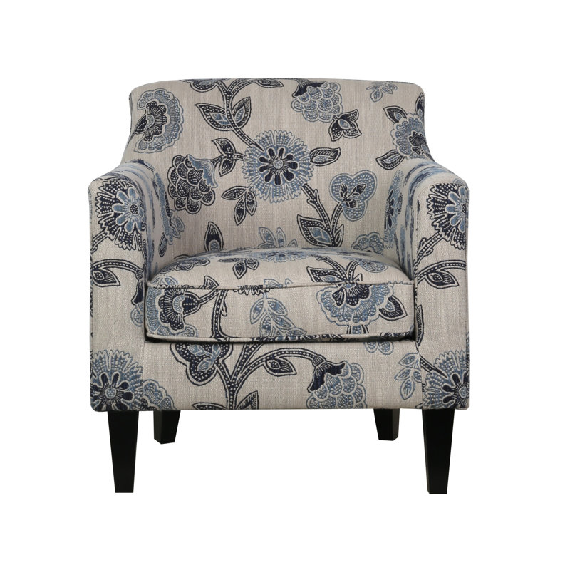 Fauteuil en chenille de 29,75 po de largeur Wendyn, Chenille à motif floral bleu