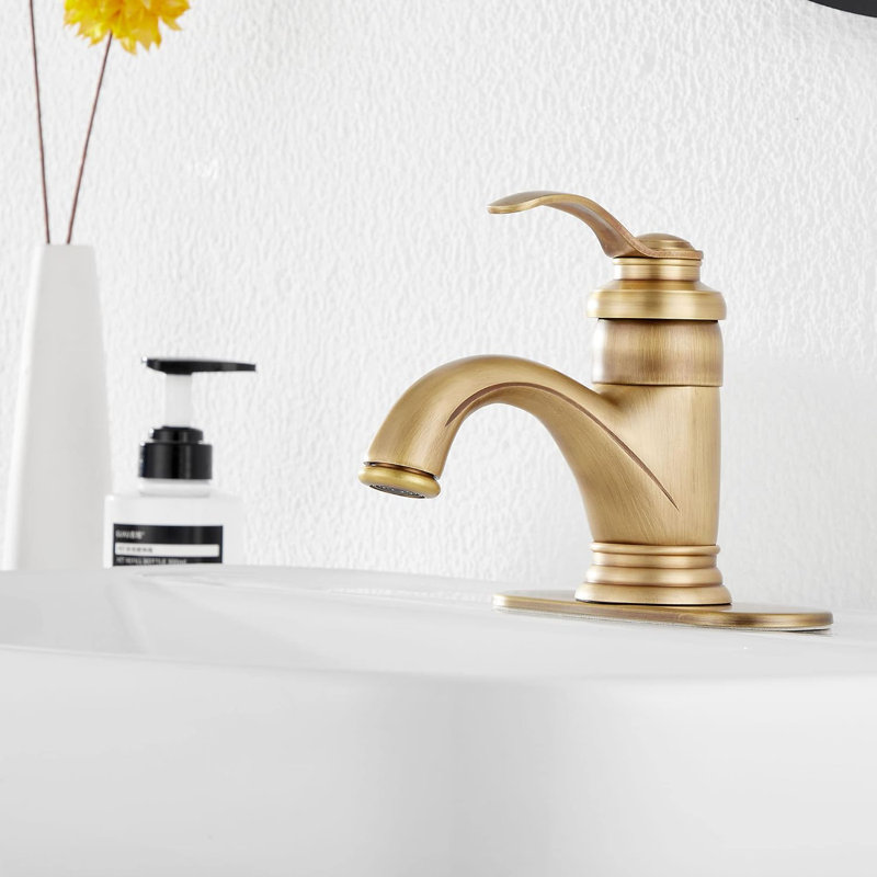 Antique Brass Bathroom Sink Faucet Single Handle
