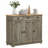 HOMCOM Sideboard with Solid Wood Countertop, Modern Kitchen Storage Cabinet, Coffee Bar Cabinet with 3 Drawers, Doors and Adjustable Shelf, Distressed Gray-125524432