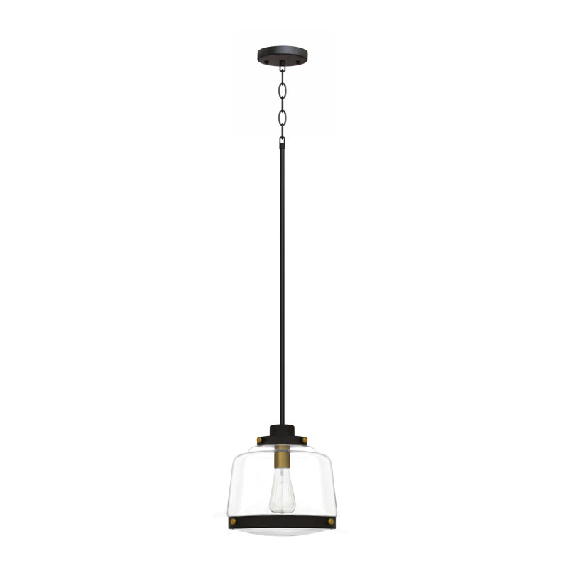 1 - Light Single Pendant, Ebony Bronze/Natural Gold