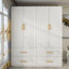  Armoire-penderie blanche avec portes à fermeture douce - 3 tablettes à 3 niveaux et armoire à 4 tiroirs en bois aggloméré pour la chambre à coucher