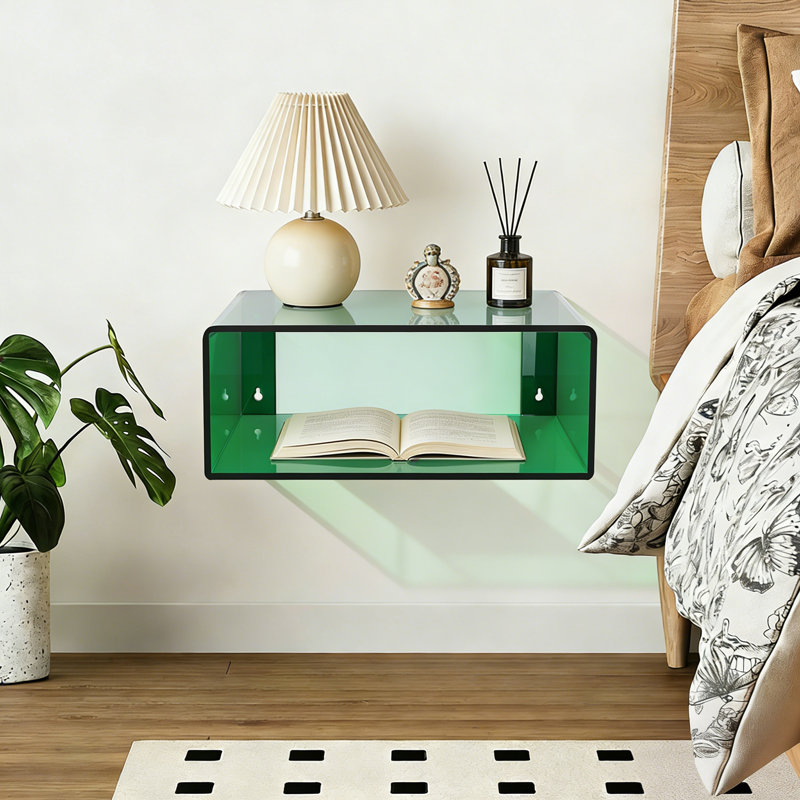Table de chevet flottante en acrylique, table de chevet, Vert