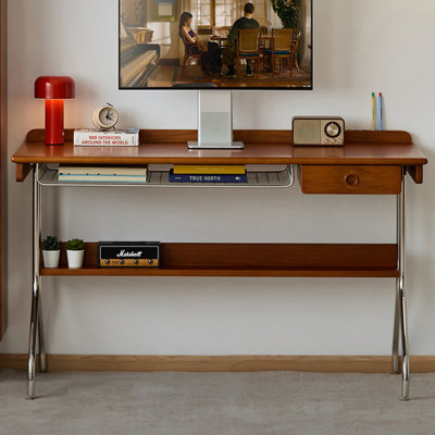 Bureau de rangement en buis et acier inoxydable