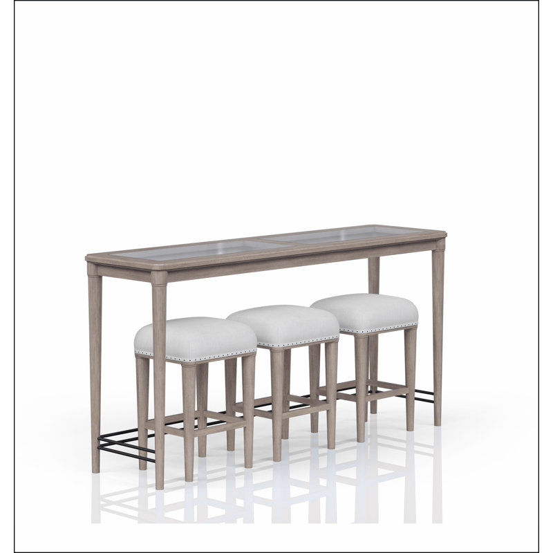 Console en verre givré avec 3 tabourets