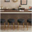 Tabouret de bar rond de 24 pouces de hauteur, ensemble de 2 - Chaise de salle à manger rembourrée souple et moderne convenant à la cuisine, aux cafés et aux bars - Comprend des pieds de support robustes