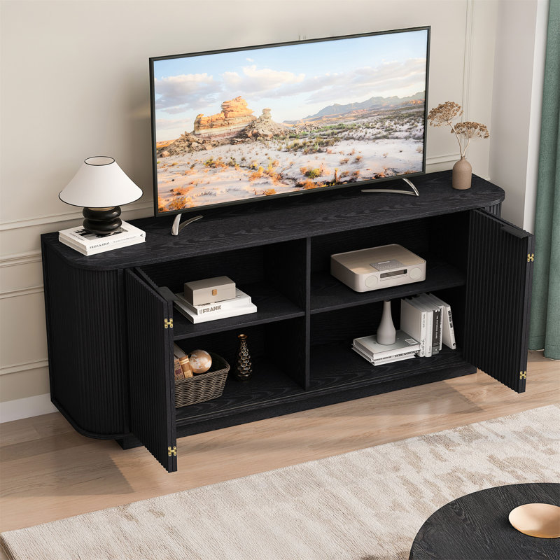 63"Wavy Storage Sideboard, Black