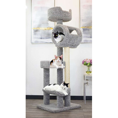 New Cat Condos Solid Wood 69″ Cat Climbing Tower for Large Cats