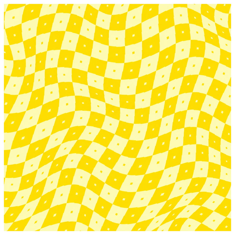 Yellow Wavy Checkerboard Quilted Bedspread All Sizes, Full / Double