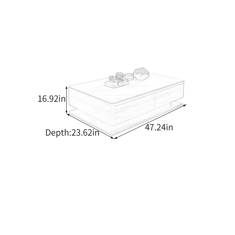 Rangement pratique pour table basse Clean Style, 16.92" H x 47.24" W x 23.62" D, White
