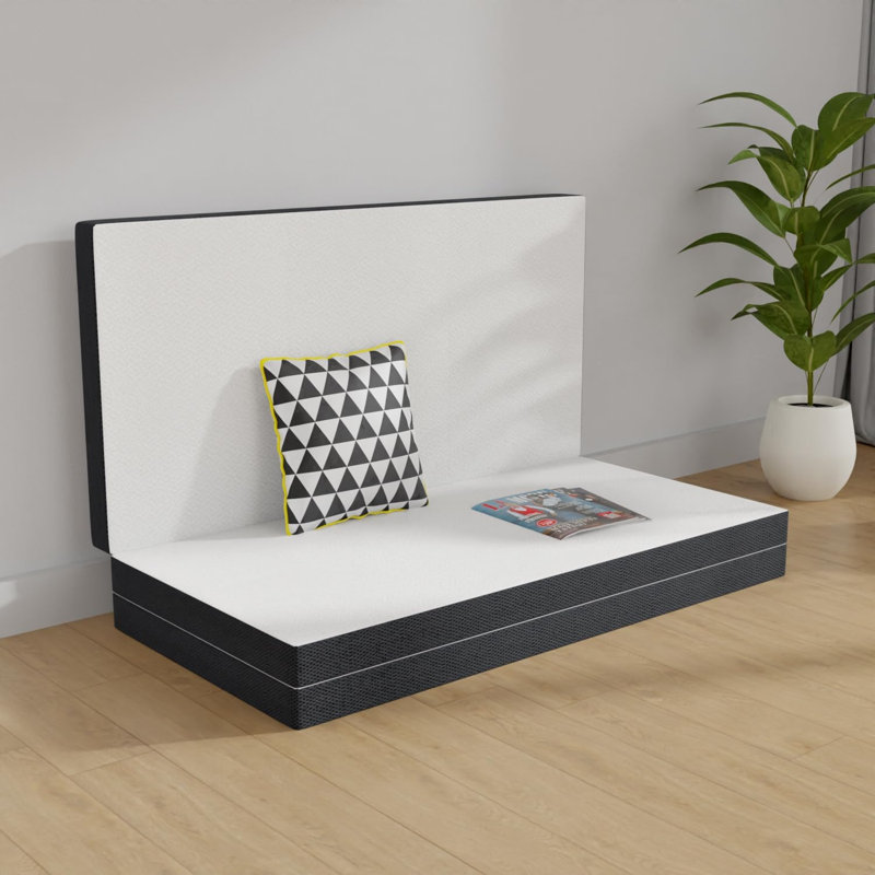 Matelas pliable en mousse à mémoire de forme de 7,6 cm (3 po) avec housse amovible et lavable, fermeté moyenne, idéal pour lit escamotable, futon, camping et utilisation au sol, format Queen.