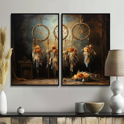 Attrape-rêves beige «Rustic Charm I», ensemble d'art mural beige