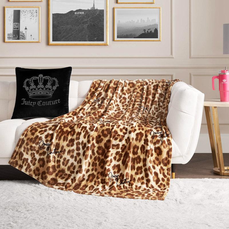 Juicy Couture Regent Leopard Throw Blankets, Brown