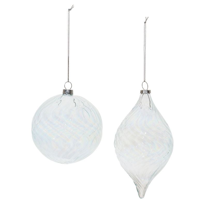 Ornement en verre ondulé (ensemble de 6), Bleu