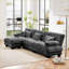 Canapés modulaires, siège profond modulaire en L avec repose-pieds convertible pour le salon | Gris ardoise | Chenille-1670526226