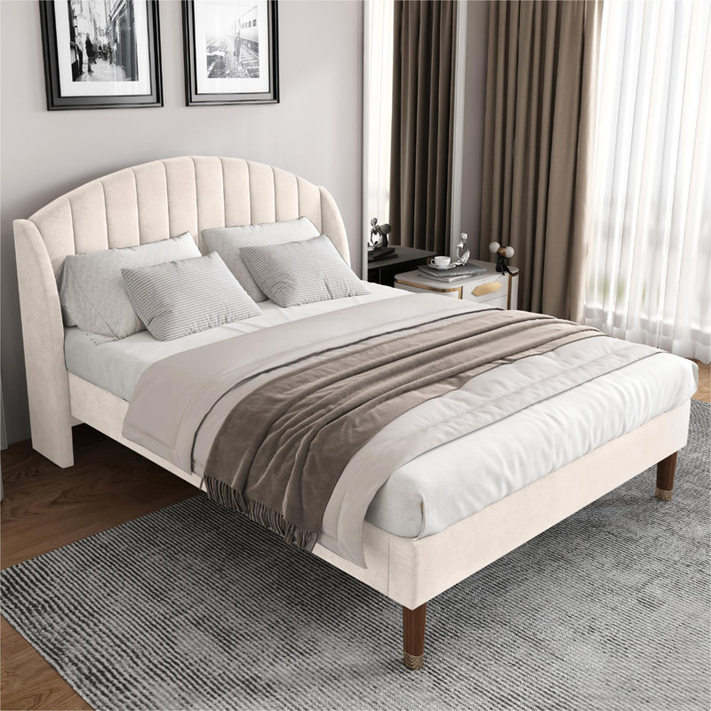 Upholstered Bed, Beige, Single (3')