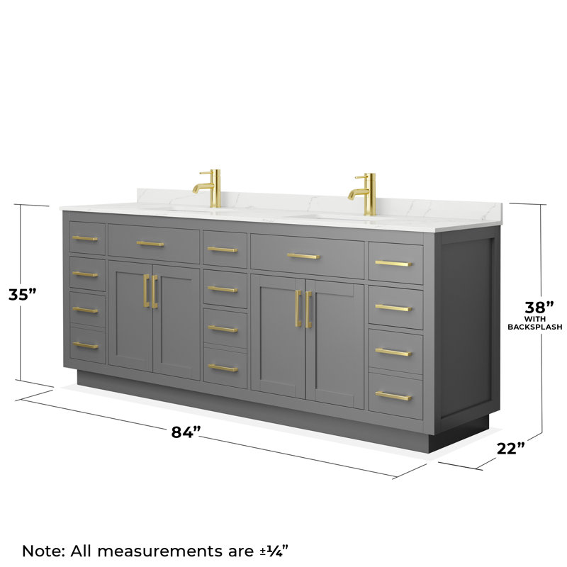 Beckett TK 84'' W Vanity, Single, Brushed Gold, Gray
