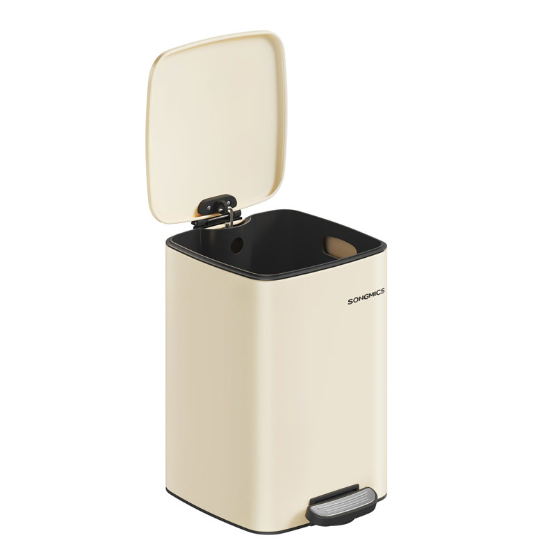 Clerfont Step On Kitchen Trash Can, Sand Beige, 40.4cm H x 34cm W x 28.5cm D