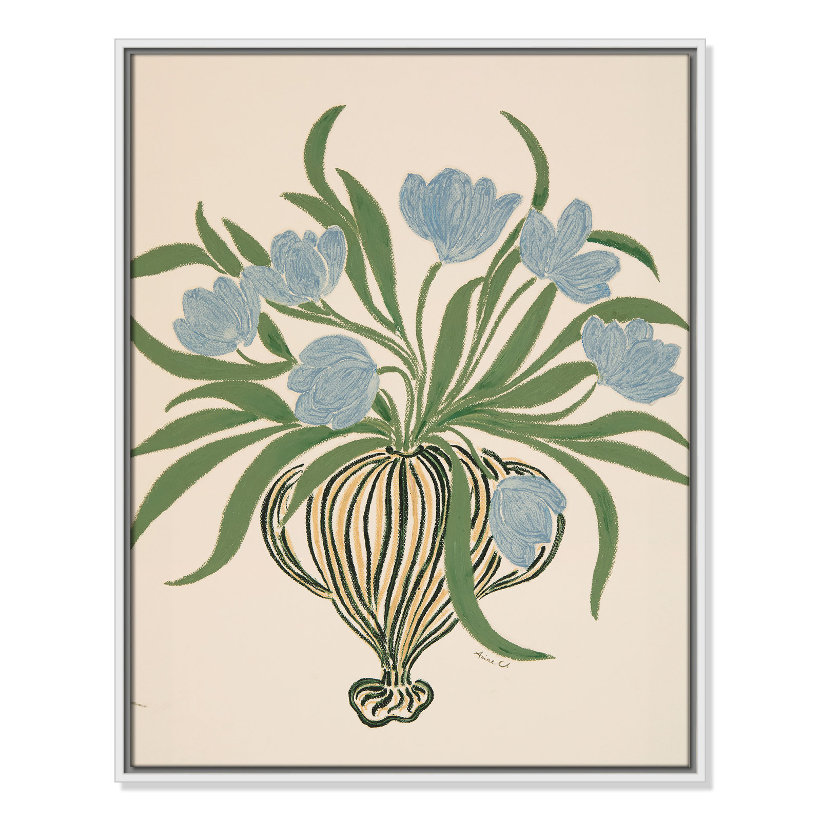 Colette "La Poire Blue Tulips" Print, 29.5" H x 23.5" W, White