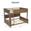 Lit superposé double au-dessus de grand lit multifonctionnel en bois avec tablettes ouvertes et ports USB-114222730