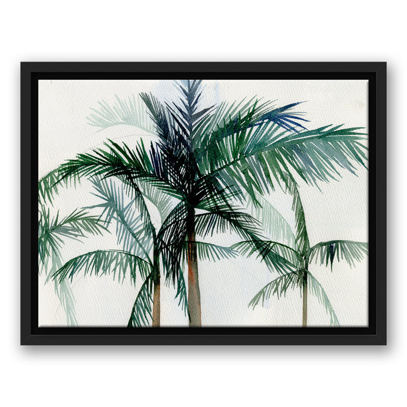 «Cocunut Palms», reproduction sur toile, H 13,75 po x l 17,75 po x P 1,75 po, Cadre flottant noir