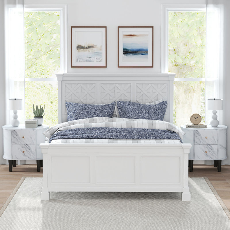 Nightstand w/ 2 Drawers Faux Marble Bedside Table for Small Space, Set of 2