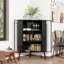 Armoire de rangement d'angle moderne à 3 niveaux avec portes en verre trempé, tablettes amovibles et structure en métal - Organisateur autoportant pour la salle de bain, la cuisine, la chambre à coucher, le salon ou les petits espaces