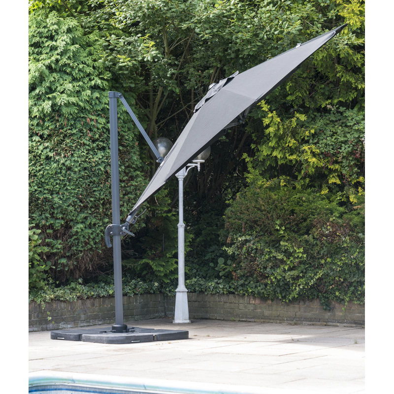Johnny Octagonal Tilt Cantilever Parasol with Crank Lift, 240cm H x 350cm W x 350cm D, Grey