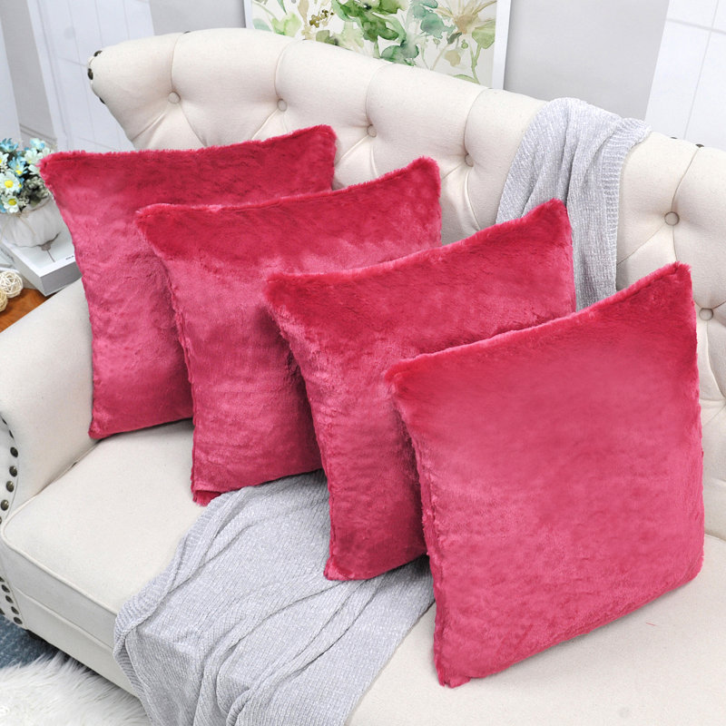 Housse de coussin réversible en fausse fourrure, Rouge persan