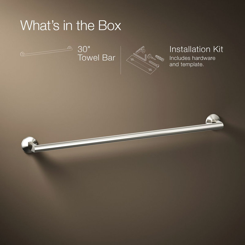 Components Towel Bar, Vibrant Polished Nickel, 30"W
