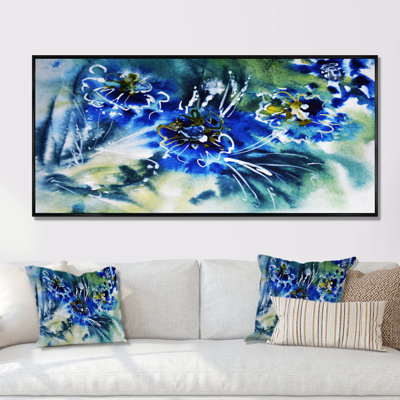 Fleurs bleues liquides - Impression sur toile