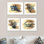 Décoration murale pour la chambre à coucher Gold Sea - 18 x 14 x 1 po, 8 livres, bois et papier, fait, salon moderne et chic 4