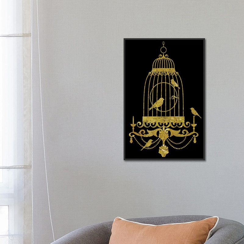 « deckled gold ii », reproduction d’impression sur toile, H 26 po x l 18 po x P 1,5 po, Toile avec cadre noir, Pas de tapis