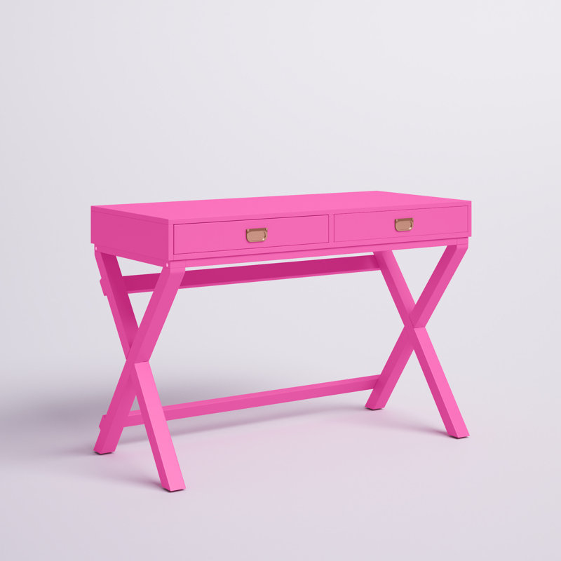 Kamie Solid Wood Writing Desk, Raspberry Pink