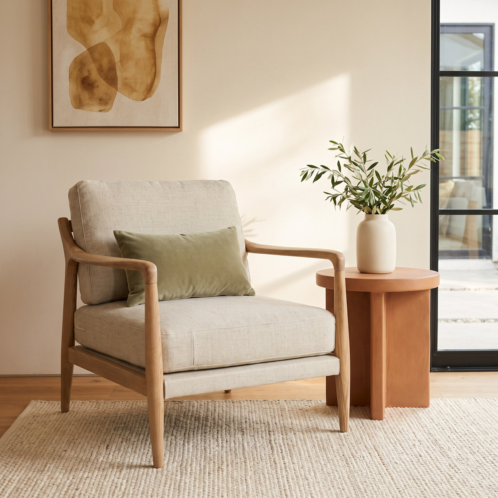 Becki Owens x Surya Gaviota Club Chair, Gray Linen Blend