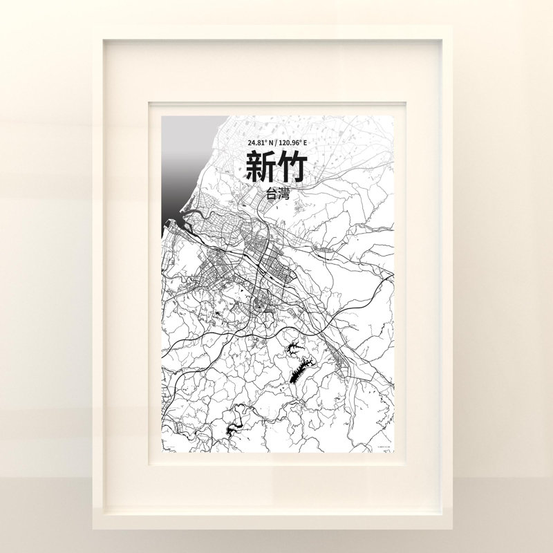Hsinchu (chinois traditionnel), impression sur toile tendue, Noir / blanc