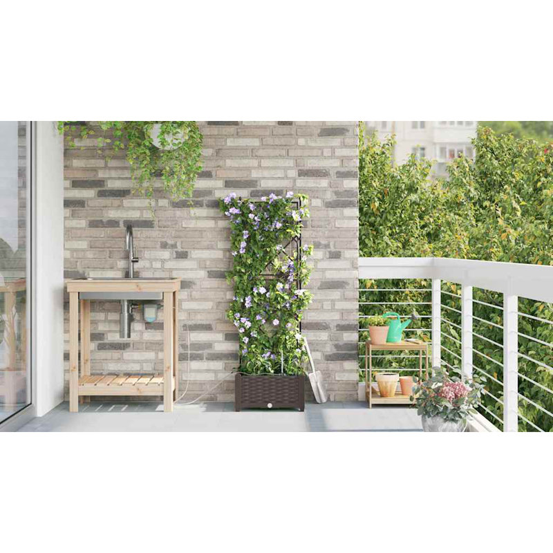 Garden Planters 40 X 40 X 126 Cm Steel, Brown, 126cmH x 40cmW x 40cmD