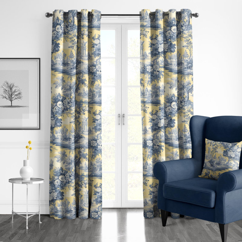 Paire de rideaux en coton avec œillets Giverny, L 50 po x L 84 po