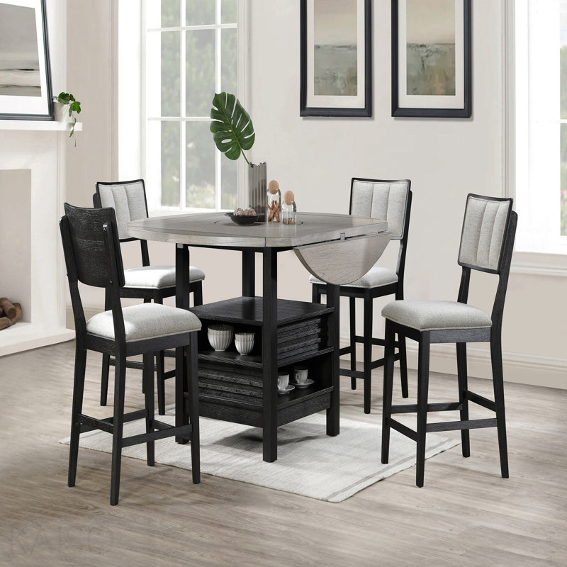 1 table de ferme contemporaine à hauteur de comptoir avec rangement à 1 pi