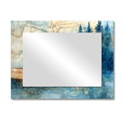 Wood Slide Fishing Into The Winter River - Hunting & Fishing Wall Mirror Art - Printed On Metal
